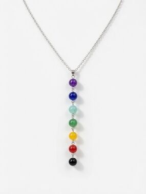 Chakra Inspired Rainbow Dyed Agate Pendant Necklace